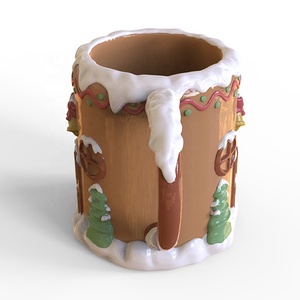 Custom Wholesale Holiday Present <strong>Gifts</strong> <strong>Idea</strong> Handmade High Quality Porcelain Ceramic Snowy <strong>Christmas</strong> Village House Coffee Mug - Product Image 6
