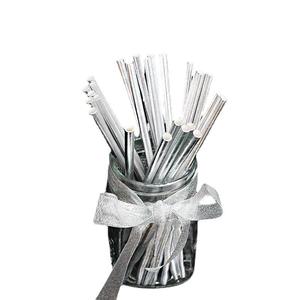 Hot Stamped Silver Paper Straws Disposable Metallic Food Grade Party Drinking Straws Straight Pipe Cross-border New Product - Product Image 4