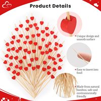 100 stuks bamboe biologisch afbreekbare hartvormige cocktailprikkers & fruitstokjes voor feest- & bruiloftdecoratie, charcuterieplank accessoires