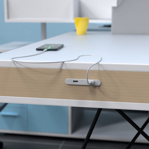 Caricatore <span class=keywords><strong>USB</strong></span> <span class=keywords><strong>Doppio</strong></span> da Scrivania per Mobili da Ufficio con Adattatore - Product Image 4
