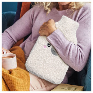 <span class=keywords><strong>Bouillotte</strong></span> durable en peluche blanche motif ours avec housse douce et masque pour les yeux – Ensemble pour la maison - Product Image 3