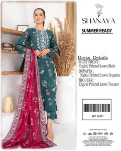 Ensemble Salwar Kameez 3 pièces Shanaya pour femme, non cousu, imprimé numérique, en tissu lawn, prêt pour l'été, décontracté, traditionnel, coupe régulière, longueur standard - Product Image 5