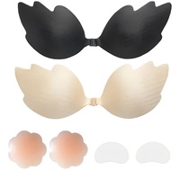 Couvre-mamelons en silicone invisible en forme de feuille sexy fermoir avant en silicone imperméable respirant adhésif coussinets d'allaitement bande libre