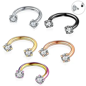 Boucle d'oreille en acier pour femme 16G, Piercing interne, Septum, nez, lèvres, sourcils, oreille, Cartilage, Helix, cerceau captif, bijoux