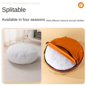 แผ่นรองนอนสัตว์เลี้ยงแบบนุ่มเป็นมิตรกับสิ่งแวดล้อม ทำจากโพลีเอสเตอร์ รูปทรงกลม อุ่นสบายในฤดูหนาว สามารถถอดซักด้วยเครื่องได้ ลายเรียบ สำหรับสุนัข - Product Image 5