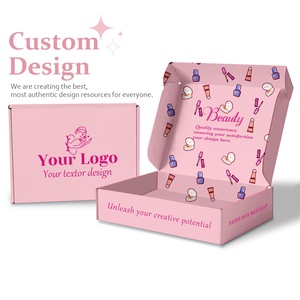 Boîte d'expédition postale en carton ondulé fantaisie, emballage cosmétique personnalisé rose - Product Image 4