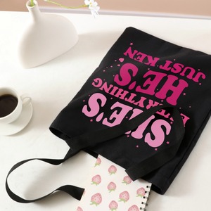Bolso Tote de Lona con Letras en Degradado, Estilo Minimalista y Moderno, Inspirado en <span class=keywords><strong>Instagram</strong></span>, para Llevar al Hombro o en la Mano, Sin Cierre - Product Image 3
