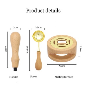 Fourneau chauffe-cire rond en <span class=keywords><strong>bois</strong></span> avec cuillère pour fondre les perles ou bâtonnets <span class=keywords><strong>de</strong></span> cire <span class=keywords><strong>à</strong></span> cacheter – Kit complet pour sceaux <span class=keywords><strong>de</strong></span> cire - Product Image 6