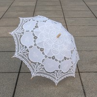 Parasol en dentelle de style européen, broderie décorative avec bordure en dentelle blanche, 80 cm, accessoire pour photographie, danse, mariage