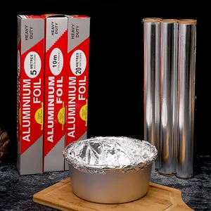 Rouleau de papier d'aluminium jetable de 10 microns Feuille de qualité alimentaire de 10 mètres 8011 pour le stockage, la congélation et l'emballage des aliments