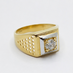 22K Gold <b>Mens</b> Diamond <b>Ring</b> Elegant Square Stone Signet <b>Ring</b> Premium Yellow Gold Jewelry <b>for</b> Wedding Party Gift - Product Image 3