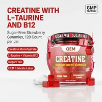 Gommes à la créatine monohydrate avec L-taurine et vitamine B12, sans sucre, gommes énergétiques, 120 unités