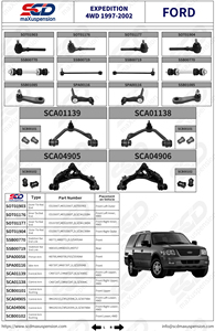 Kit de Suspensión con Brazo de Control Delantero, Rótula, Enlace de Barra Estabilizadora y Extremo de Barra de Acoplamiento, Compatible con <span class=keywords><strong>FORD</strong></span> <span class=keywords><strong>EXPEDITION</strong></span> 4WD 1997-2002 - Product Image 3