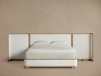Lit de Luxe Moderne en Bois Massif, Cadre de Lit Designer Courbé et Élargi, Lit Capitonnée pour Chambres Parentales, Hôtels de Luxe et Villas