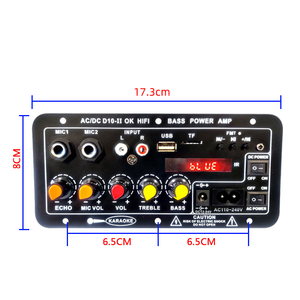 Amplificador de Audio para Auto con Sonido Súper Claro, Carcasa de Hierro Negro, Placa de Circuito D10II, Radio Bluetooth, USB, TF, Micrófono Dual y Control Remoto - Product Image 6