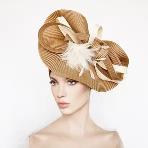 Mais novos Hawaiian Fascinators Chapéus Fantasia Straw Church Hat Wedding Theme Party Derby Hat Millinery para mulheres senhoras