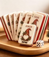 Weihnachtswichtel mit Weißer Basis und Rot-Grünem Rand, Amerikanisches Mahjong-Set für Familienfeiern und Niedliches Festtagsgeschenk