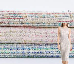 Tissu en tweed tissé multicolore chic, parfait pour les robes sans manches, tenues féminines, en stock - Product Image 1