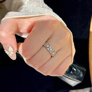 Bague florale en argent pur S925, dentelle, diamant, grille sculptée, mode de niche haut de gamme, luxe léger, polyvalente, exquise pour homme/femme - Product Image 5