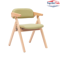 Chaise pliante en bois rembourrée douce avec siège et dossier rembourrés confortables Cadre et accoudoirs en bois naturel pour bureau à domicile