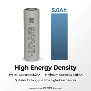 Cellule de batterie haute décharge 3.6V 5000mAh 60A INR21700-P50B la mieux notée, compatible avec Molicel P50B pour appareils PEV à courant élevé - Product Image 2