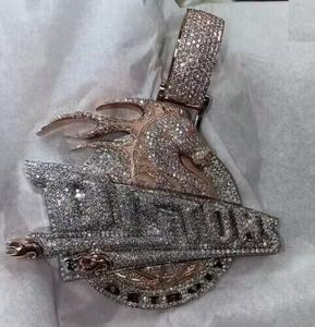 Pendentif personnalisable en argent sterling 925, style hip-hop, lettre de dessin animé, serti de moissanite VVS, or blanc, style rappeur - Product Image 3