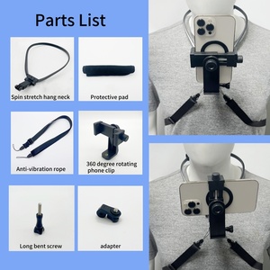 <span class=keywords><strong>Support</strong></span> de téléphone léger et réglable pour le cou, idéal pour le streaming en direct, le sport et le vlogging, compatible iPhone et <span class=keywords><strong>GoPro</strong></span>, fixation mains libres pour caméra à angle frontal - Product Image 2