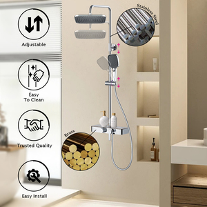 Leelongs OEM xây dựng thương hiệu treo tường nhiều sử dụng mưa vòi hoa sen vòi Set với lớn lớn hàng hóa kệ - Product Image 5