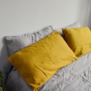 卸売ヴィンテージウォッシュ100% ピュアオーガニックフレンチ亜麻リネンベッドシーツキルト羽毛布団カバー寝具セット枕カバー付き - Product Image 3