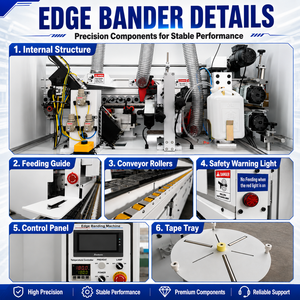 Enchapadora de Cantos Automática Eficiente para Paneles con Función de Raspado y Pulido para Producción de Muebles de Alta Gama - Product Image 5