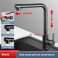 Robinet de cuisine à poignée unique en acier inoxydable Robinet d'évier coulissant chaud et froid Robinet d'évier rotatif pour lave-vaisselle en céramique en laiton pour