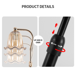 Lampe chauffe-bougie électrique en verre floral avec abat-jour réglable en hauteur, effet jupe de champagne, avec minuterie et variateur d'intensité, 2 ampoules - Product Image 6