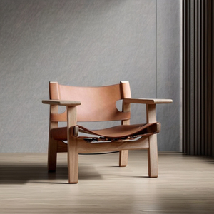 Sedia Spagnola in Legno Massello Stile Scandinavo Sedia da Relax Nordica Arredamento per Soggiorno Poltrona da Salotto - Product Image 4