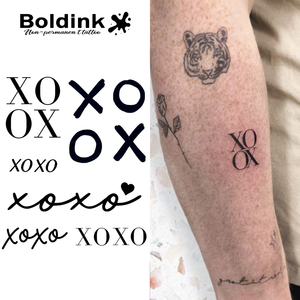 รอยสักชั่วคราวแบบกันน้ำ Boldink Black XOXO Hugs Kisses ลายอาร์ตแขนและลำตัว ติดทนนาน <span class=keywords><strong>2</strong></span> สัปดาห์  หมึกจากัว  แบบกึ่งถาวร - Product Image 2