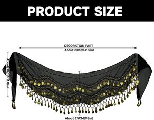 Women Hip Scarf Belly Dancing Coins <strong>Belt</strong> Skirts Suit <strong>Festival</strong> Cosplay Halloween Costume - Product Image 5