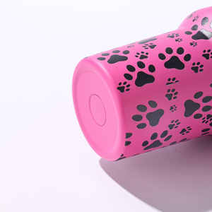 BORGE Copo de aço inoxidável com alça e canudo gravado a laser com estampa de pata de gato e leopardo 40 onças - Product Image 5