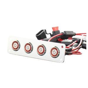 YH-DY-23-4 แผงโลหะฝ้า, แผงปุ่มโลหะ 4 ตำแหน่ง, 16A DC12V, อะลูมิเนียมออกไซด์, สวิตช์ปุ่มกด - Product Image 1