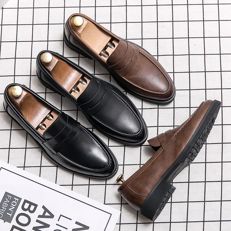 Genuine Leather Dress Moccasin Shoes Men Big Size 38-48 Handmade Slip On Office Oxford Casual Driving Loafers Business Shoes