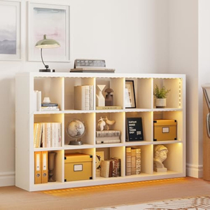 Kệ sách lưu trữ Kệ tổ chức 5 Tier 15 Cube kệ sách với đèn LED dải theo chiều ngang hoặc theo chiều dọc sử dụng - Product Image 2