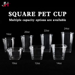 Vasos de Plástico Cuadrados <span class=keywords><strong>Transparentes</strong></span> Desechables de PET con Tapas, Personalizados con Logotipo, en Oferta, de 10oz, 12oz, 14oz, 16oz, 20oz, 22oz y 24oz - Product Image 6