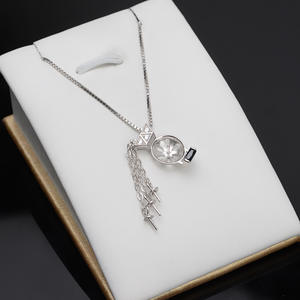 เวนชี่ เอส 925 จี้เงินแท้ 4 เม็ด 3 สายสำหรับผู้หญิง พร้อมไข่มุก 10-11 เม็ด อุปกรณ์ตกแต่งเครื่องประดับ DIY แบบกึ่งสำเร็จรูป 13732 - Product Image 1