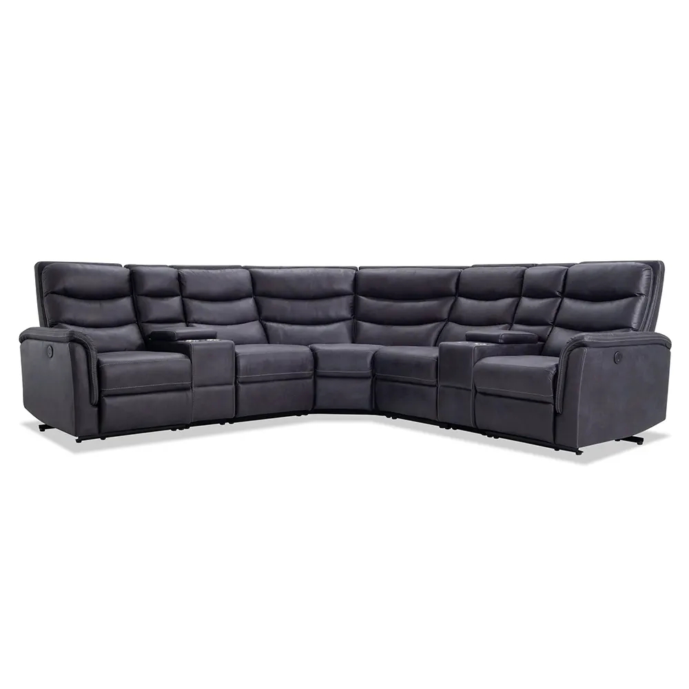 Modern Nordic Living Room Recliner Corner Sofa European Style 6 Seater Modular Leather Recliner Sofa Set