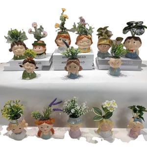 Maceta pequeña de cerámica de dibujos animados pintada a mano para interiores Mini jardineras <span class=keywords><strong>Cactus</strong></span> Container Set - Product Image 1