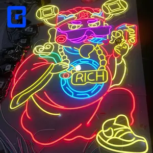 Design personalizzato ricco dio della ricchezza logo segno LED insegna al neon insegna personalizzata