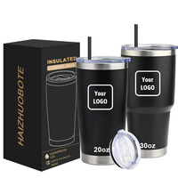Mug de voyage isotherme à double paroi en acier inoxydable avec revêtement en poudre, 20 oz et 30 oz, personnalisable avec logo