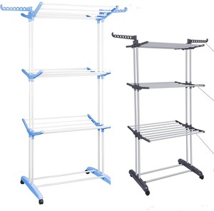 Stendibiancheria a 3 Ripiani con Ruote e Ganci Appendiabiti Extra Stendino Multiuso per Vestiti - Product Image 1
