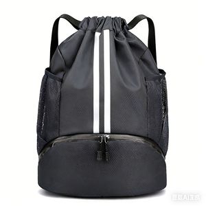 Dry Wet Separation Drawstring <b>Backpack</b> <b>with</b> Shoe <b>Compartment</b> Waterproof Gym Bag for Swimming Basketball Soccer Sport Bag - Product Image 4