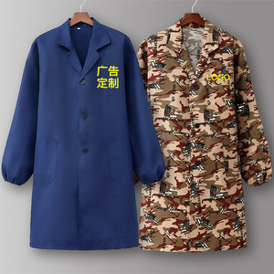 Tablier de protection personnalisé avec logo, résistant à l'usure, à manches longues, camouflage, sans doublure, longue tunique de <span class=keywords><strong>chef</strong></span>, combinaison anti-huile, vêtements de travail - Product Image 1