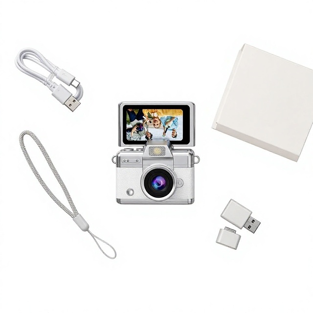 Retro Mini Flip Camera 1.47 Inch Portable Digital Camera CCD 1080P Pocket Keychain Photo Video Device