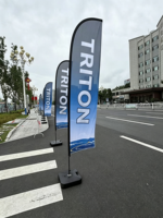 Drapeau publicitaire en forme de goutte d'eau pour événements sportifs en plein air, impression numérique résistante aux UV, vente en gros